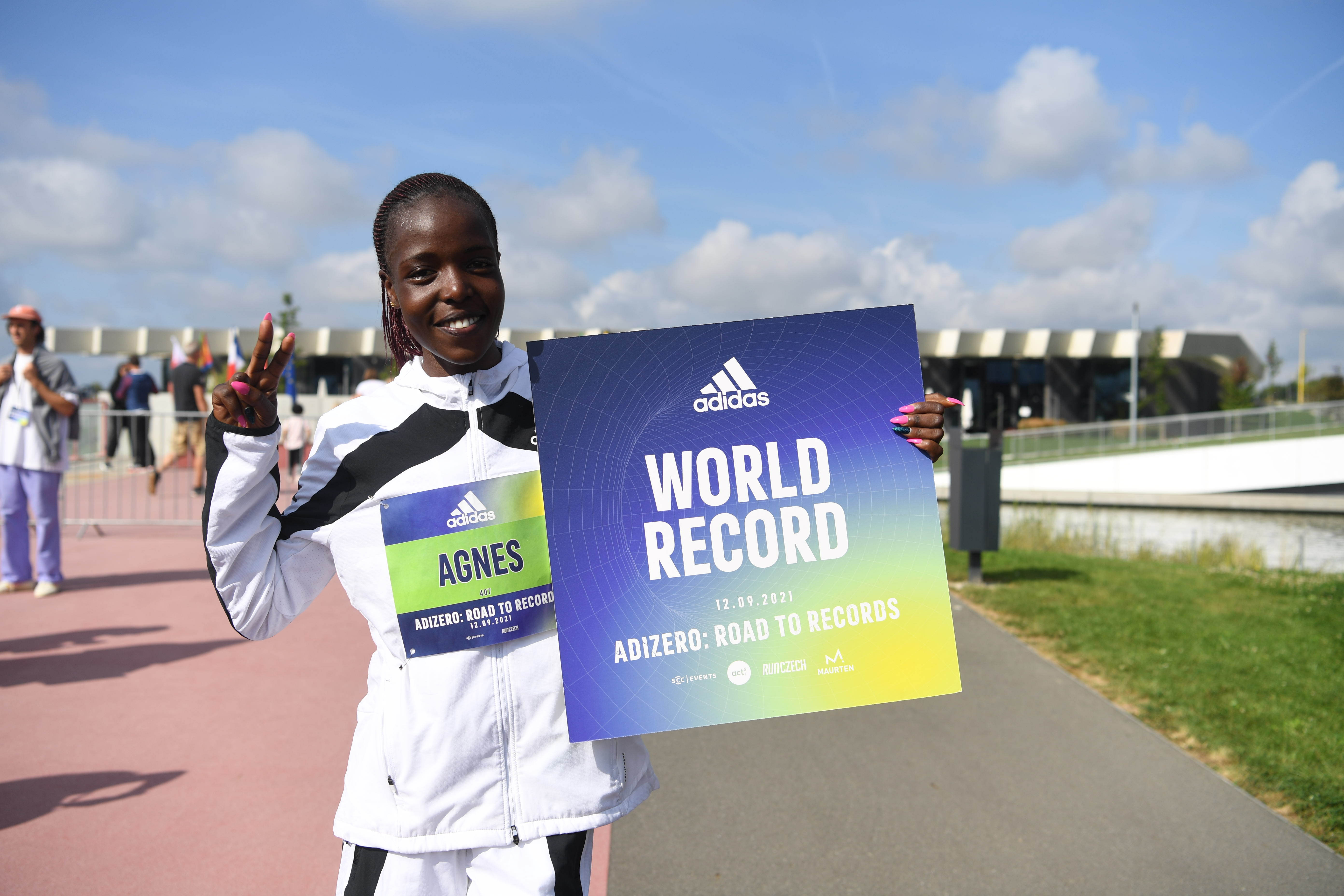 Images of runners crossing the finish line