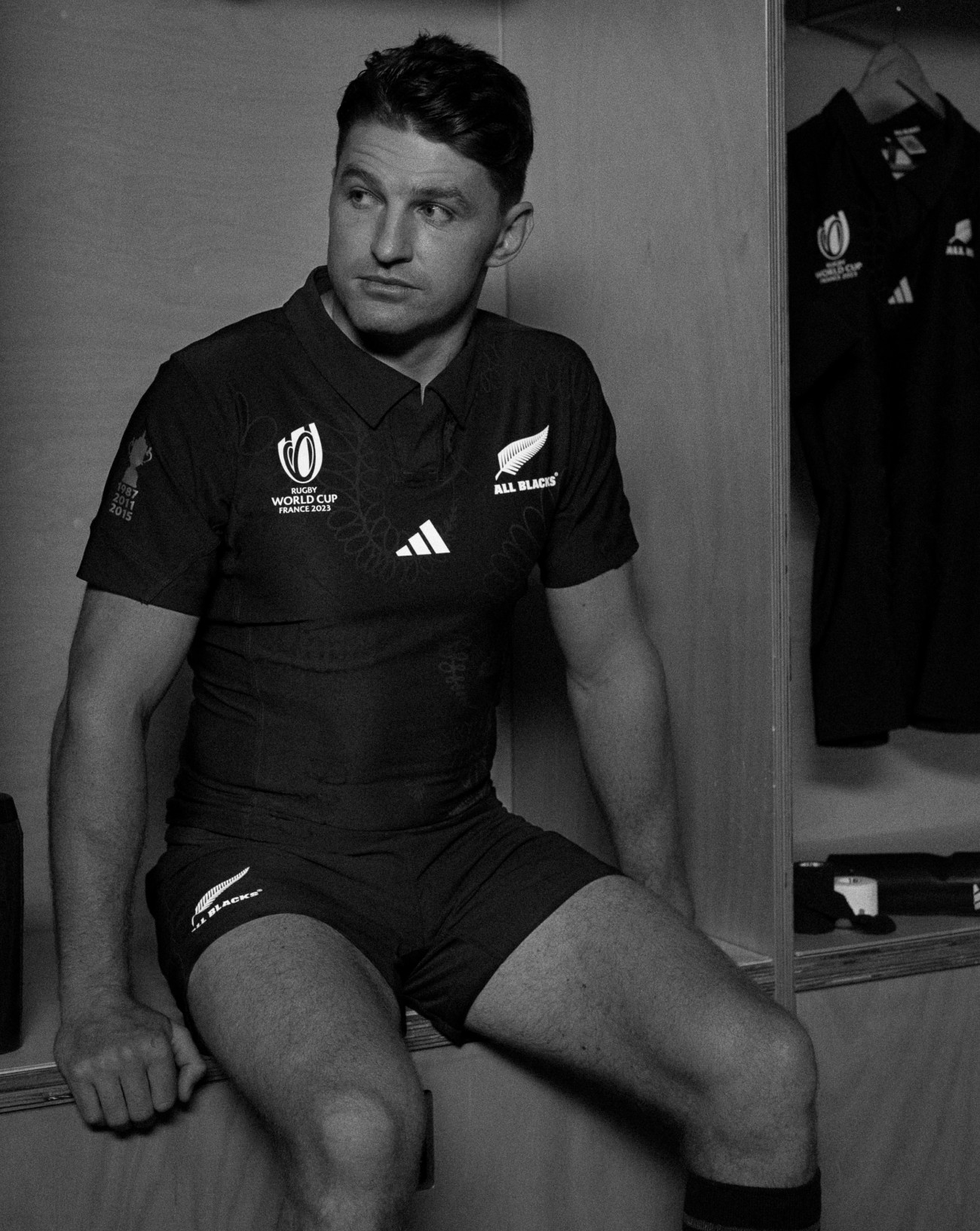 Beauden Barrett wearing the new All Blacks jersey.