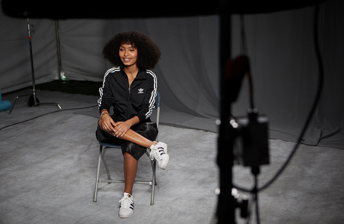 Green adidas jacket yara shahidi best sale