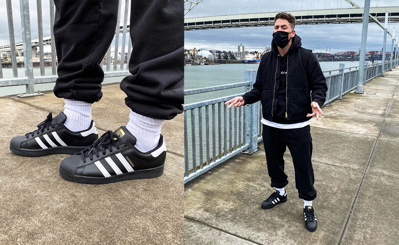 Top 56+ imagen adidas black superstar outfit