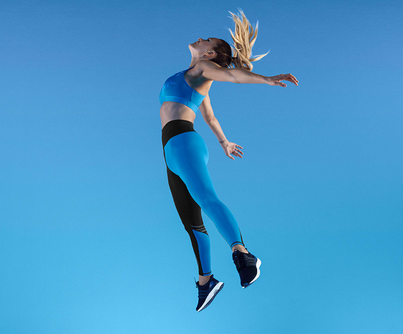 Peloton Leggings Womens Medium High Rise Blue Show Up Stripe Cycling  Workout