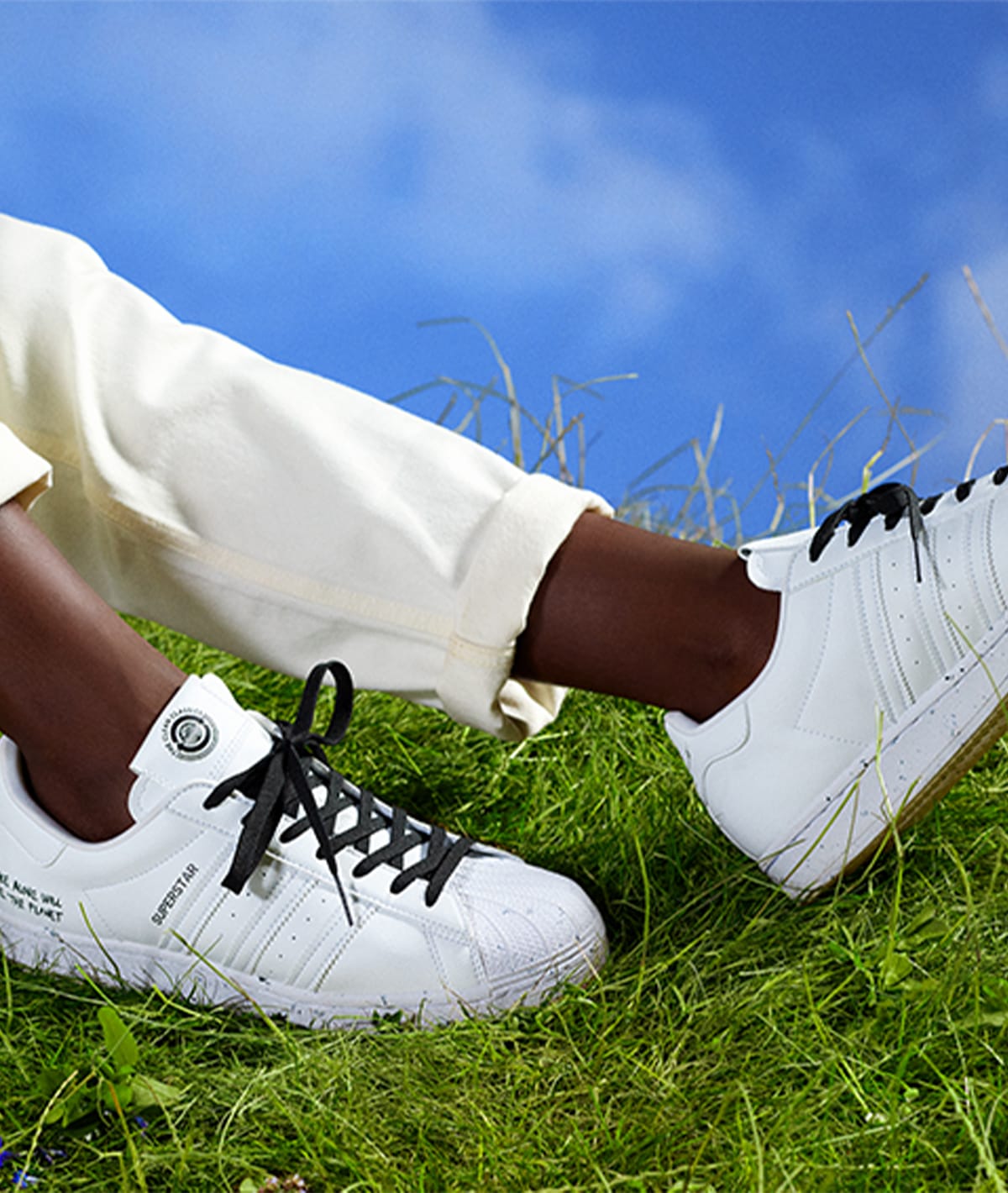 adidas superstar all white on feet