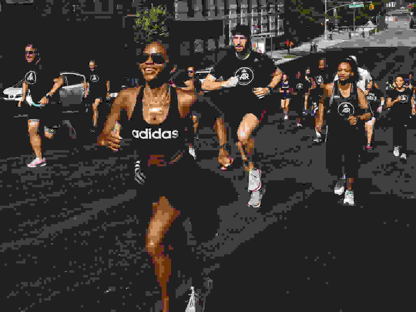 Group of runners on a street