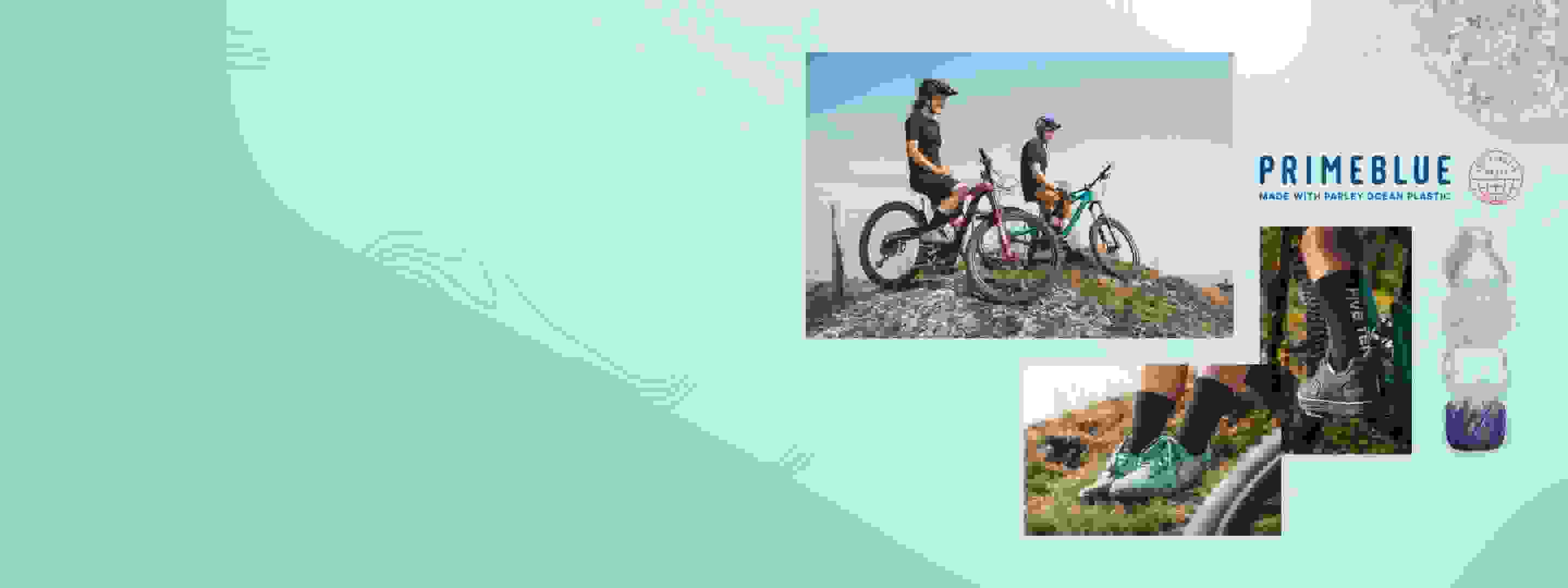 Men_and_Women_Mountain_Biking_wearing_adidas_Primeblue_recycled_plastic_outfit
