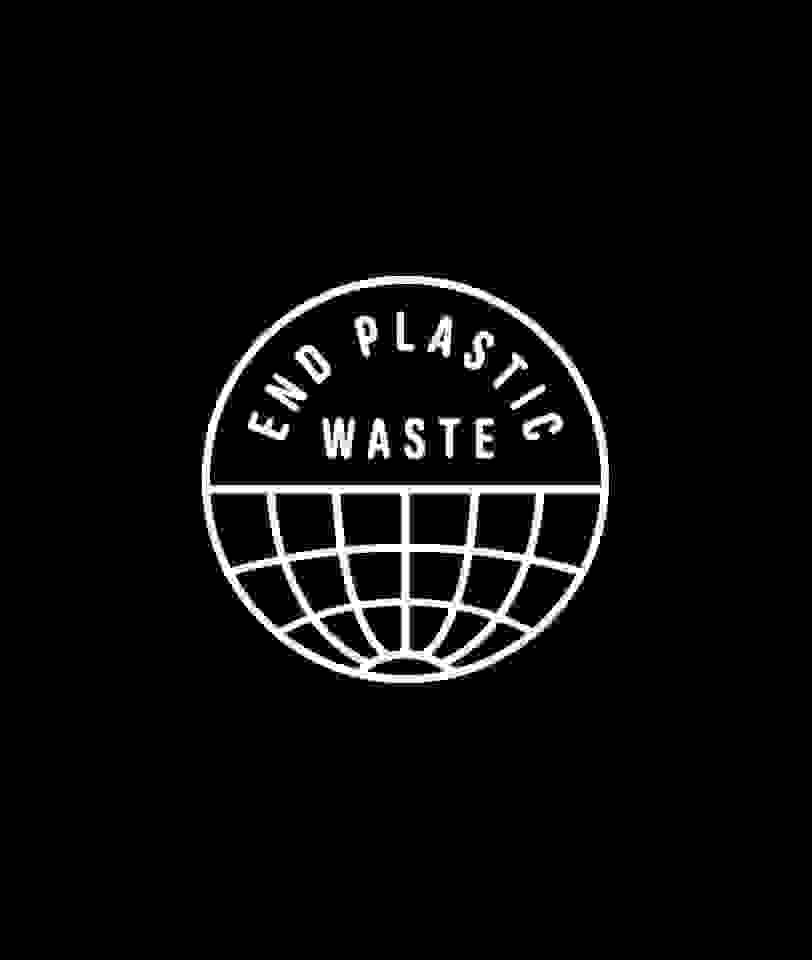End plastic waste logo on a black background