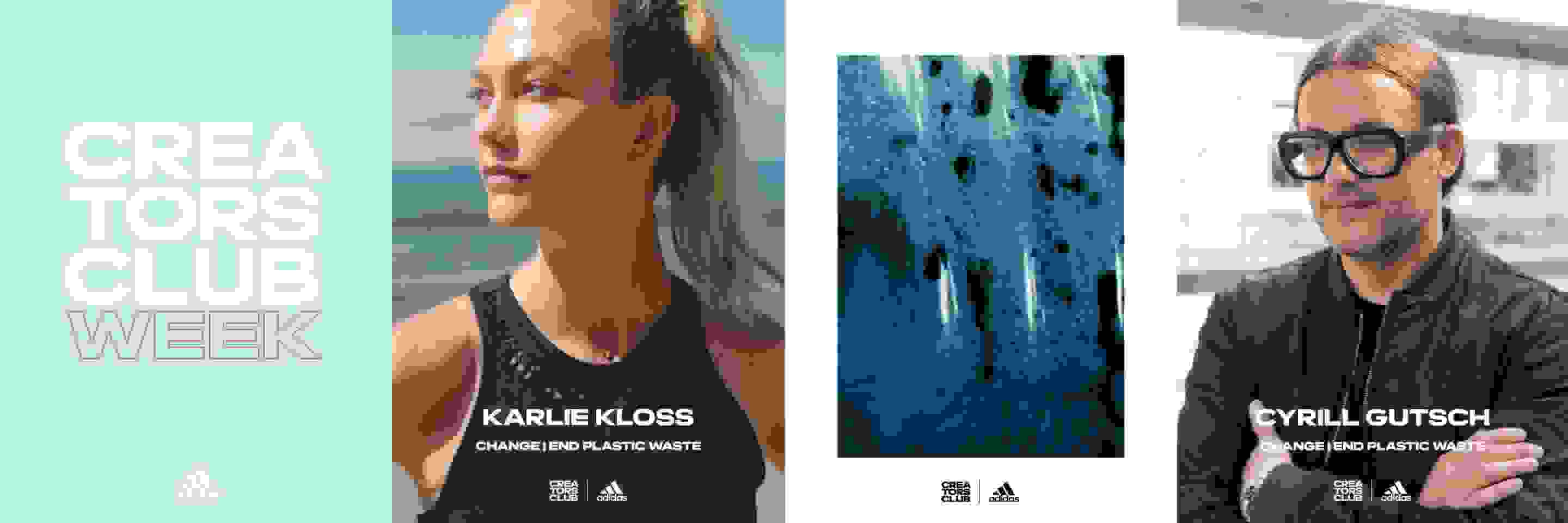 Entrepreneur Karlie Kloss, Run for the oceans founder and CEO Cyrill Gutsch, Creators Club Week Logo