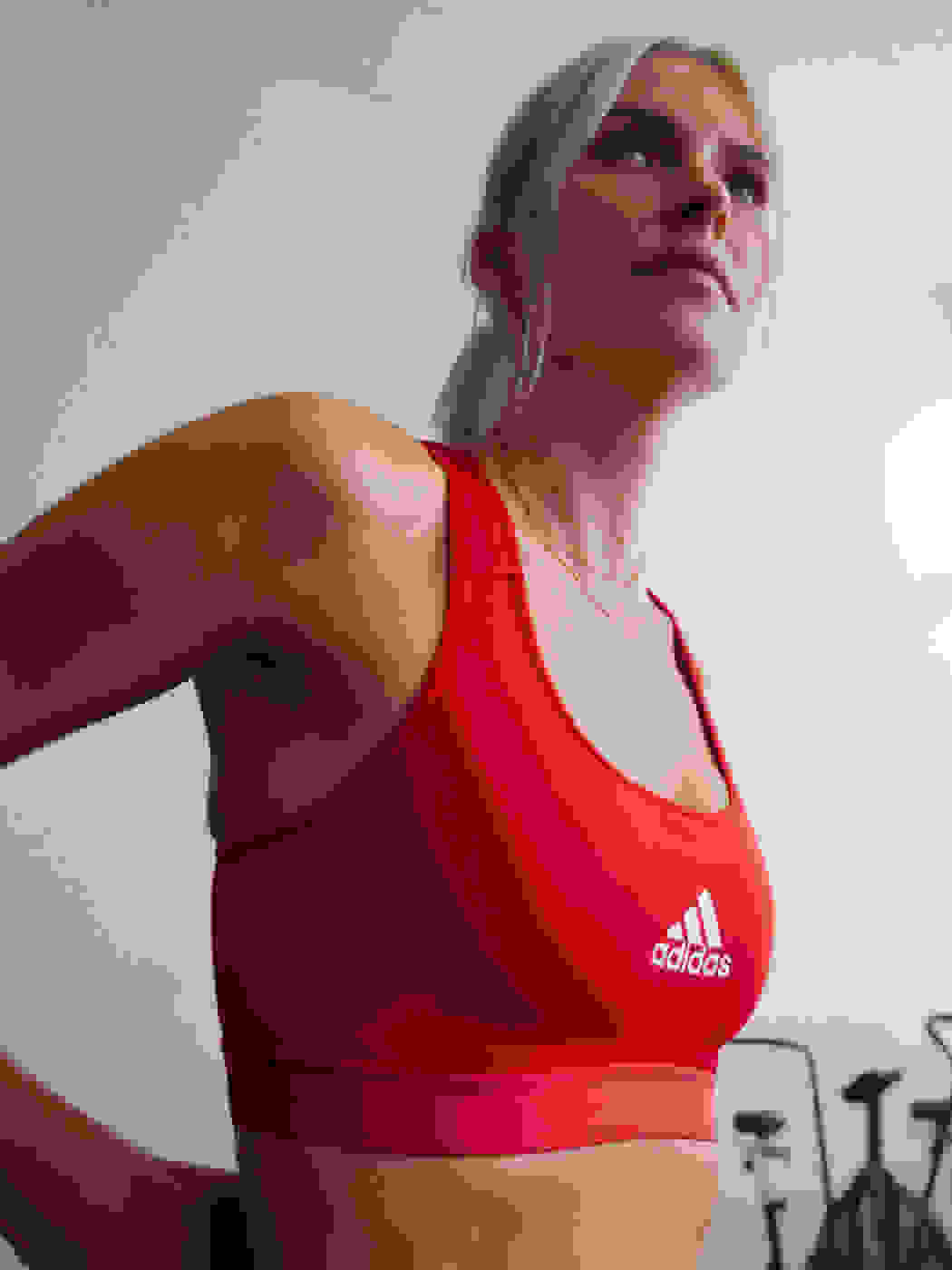 Lena Gerke wears a medium support Training bra. The new sports bra range by adidas. Explore our inclusive new collection.