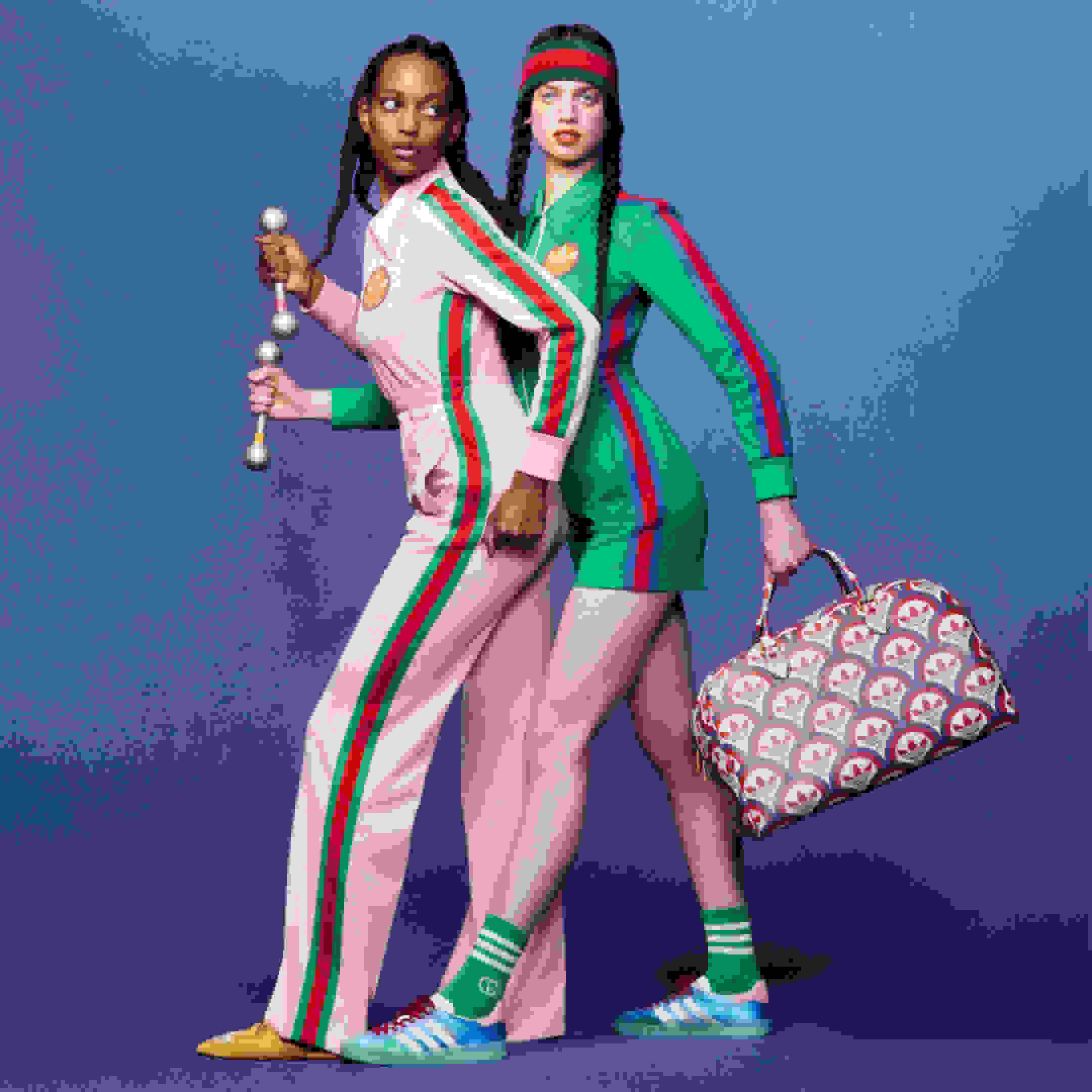 Model wearing the adidas x Gucci collection