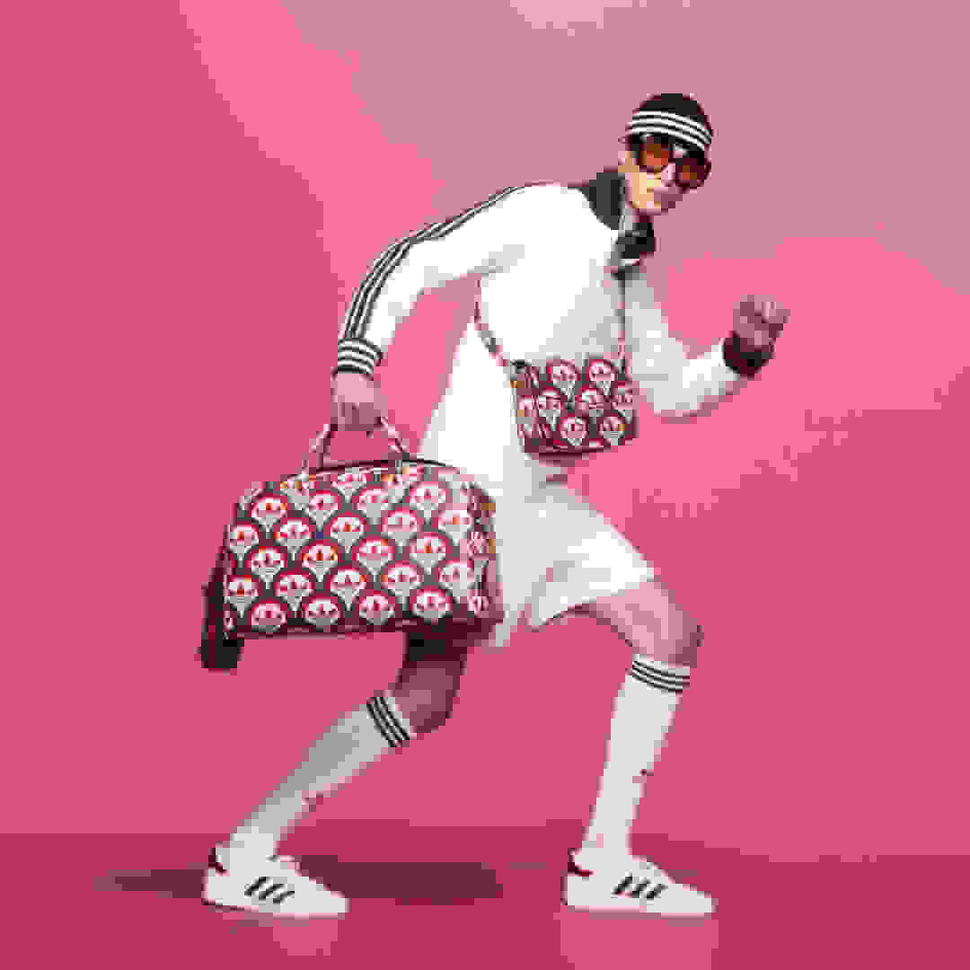 Model wearing the new adidas x Gucci collection