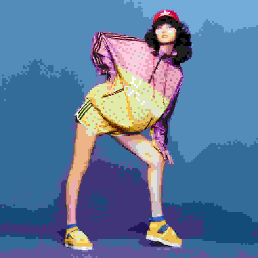 Model wearing the new adidas x Gucci collection