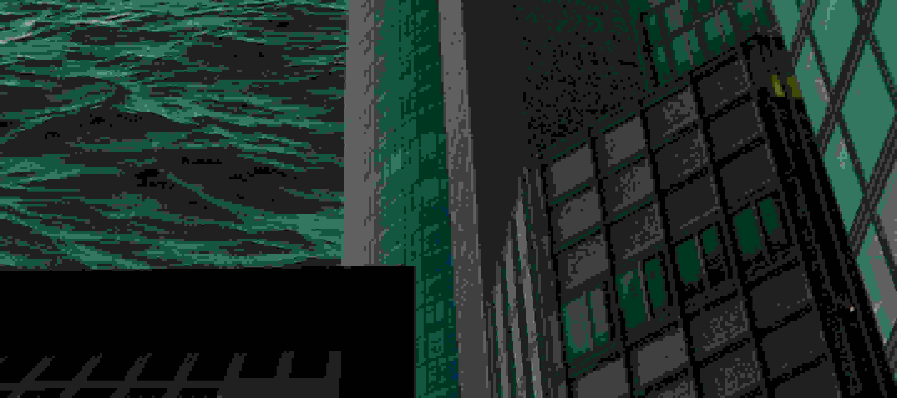 Ocean waves flowing between city buildings
