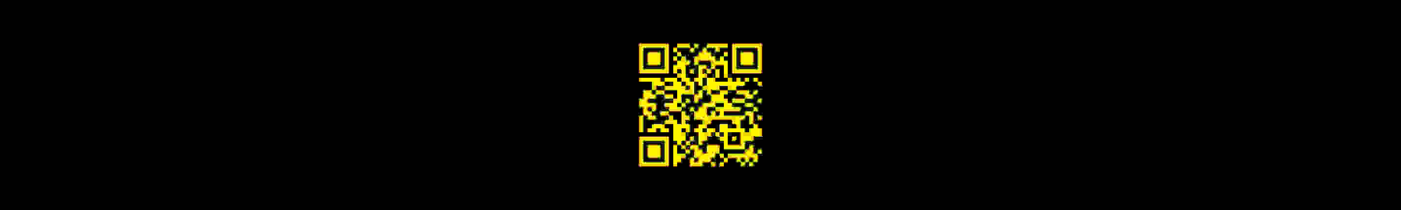 Yellow QR Code on a black background.