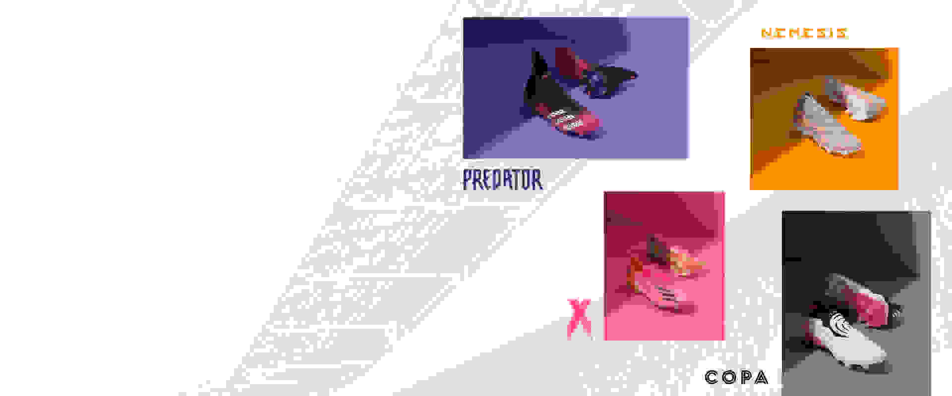 Image featuring the Predator, Nemeziz, X and Copa boots.