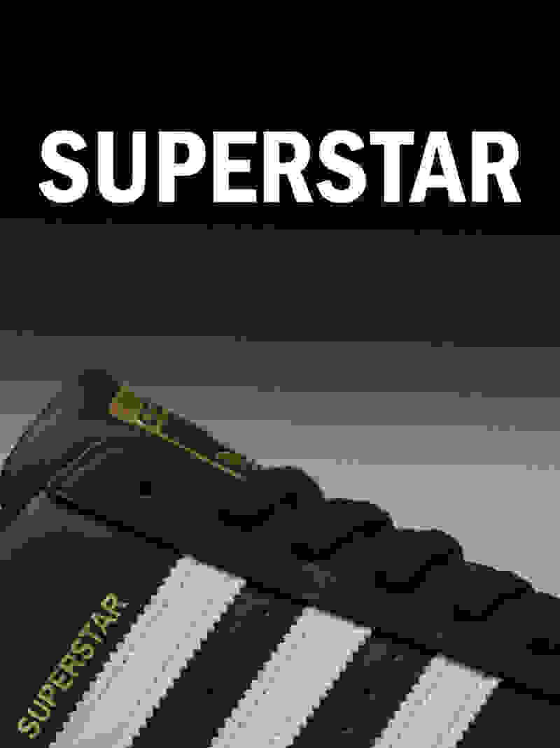 A close-up crop of the adidas Originals Superstar shoe is shown.