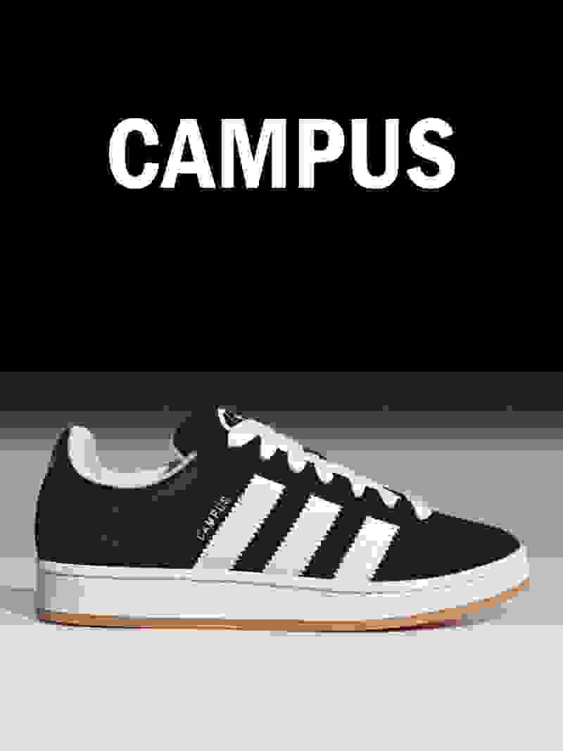 A close-up crop of the adidas Originals Campus shoe is shown.