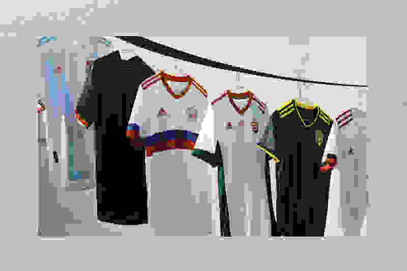The new Away collection is shown here. With specially designed jerseys for Germany, Sweden, Spain, Hungary, Belgium and Russia.
