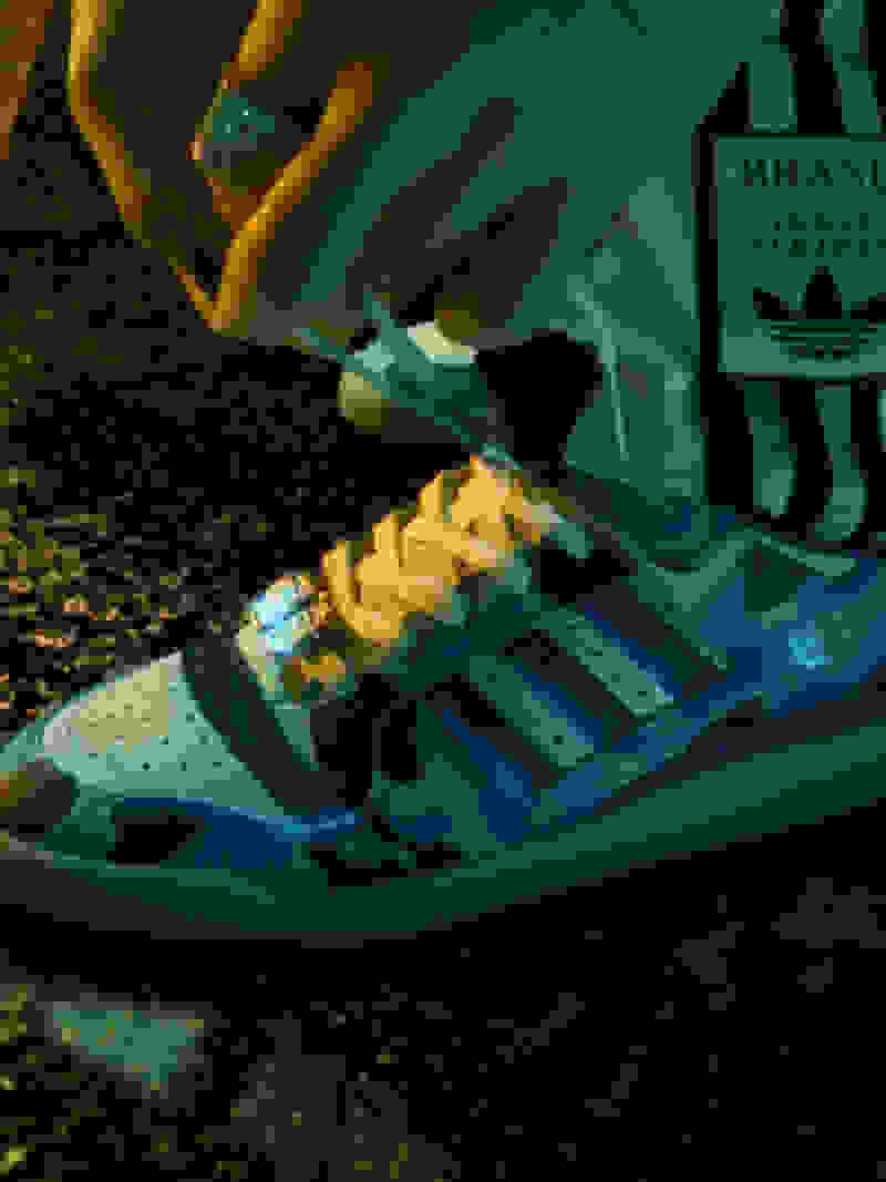 The adidas Forum 84 BAPE® Low sneakers are featured in the adidas x BAPE® SS23 campaign.
