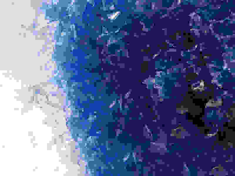 An image of blue microplastics