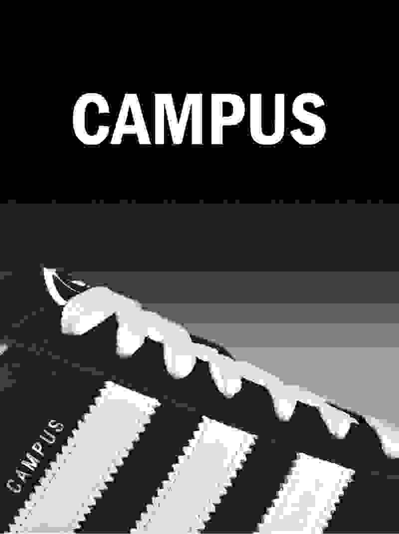 A close-up crop of the adidas Originals Campus shoe is shown.