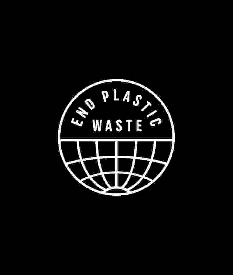 End plastic waste logo on a black background