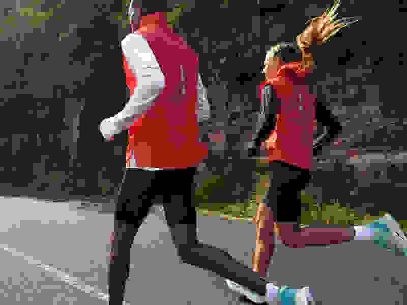 Close-up on male and female athletes training in Adizero apparel and footwear.
