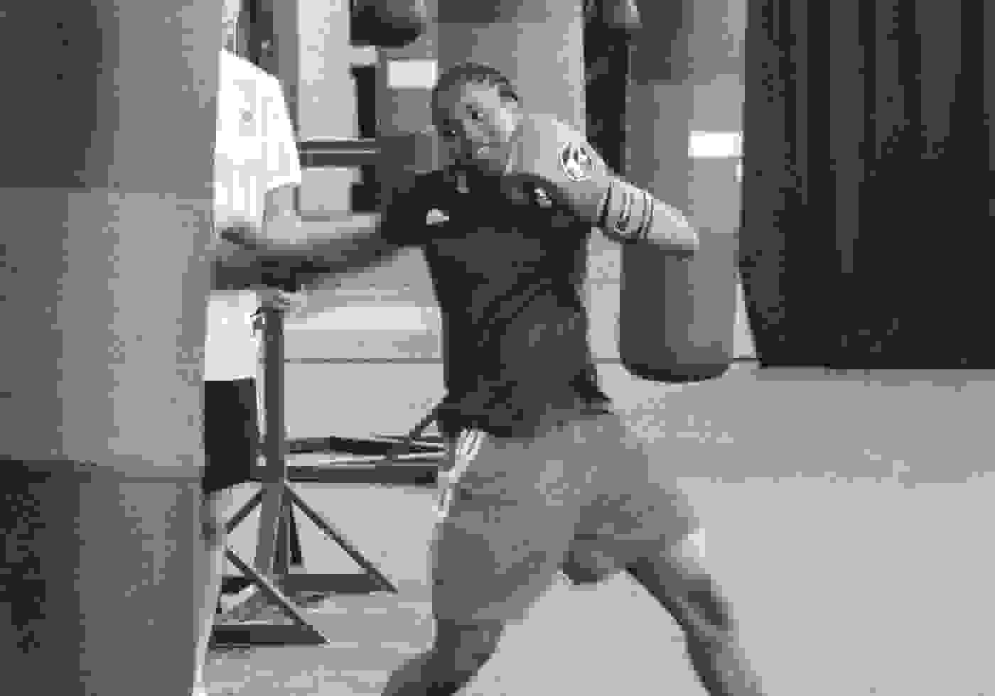 Caroline Dubois training with a punchbag