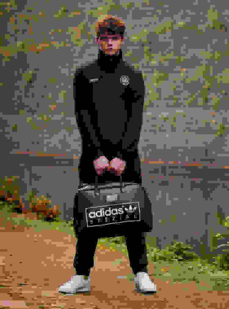 Model posing in the new adidas x Spezial Summer collection.