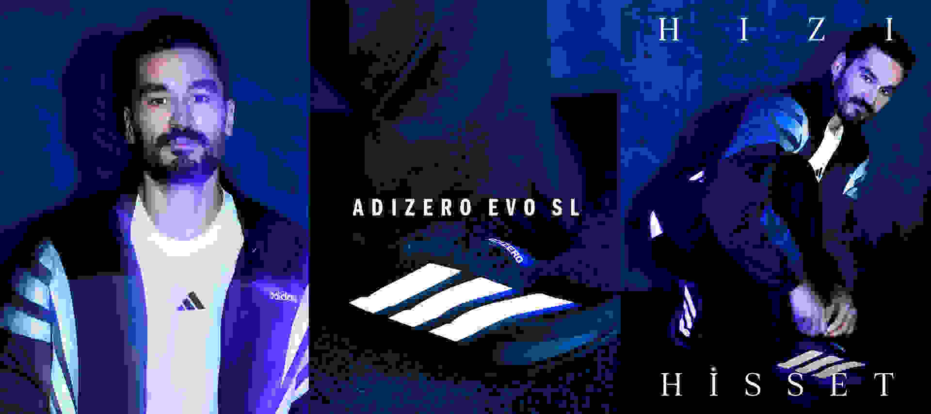The image features two individuals, one wearing an Adidas tracksuit and the other in a dark outfit, against a vibrant blue background with the text "HIZZ HISSE" prominently displayed.