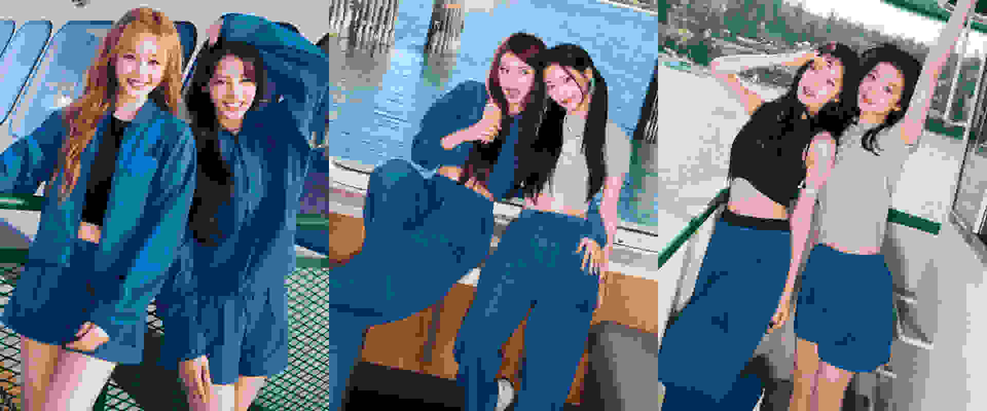 Un tríptico de imágenes muestra a BABYMONSTER usando atuendos de la nueva colección ADIDAS Z.N.E.