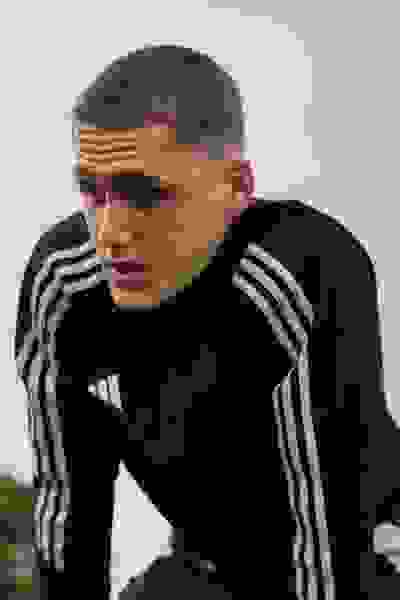 A male footballer during practice