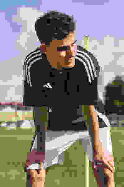 A male footballer during practice