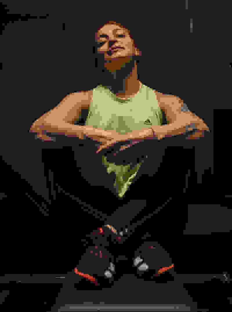 adidas-breaking-barriers-mariella-siting-cross-legged-sports-bench