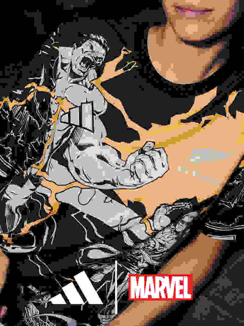 The image features a striking graphic design depicting a muscular, heroic figure in a dynamic action pose against a dark, dramatic background with lightning-like effects.