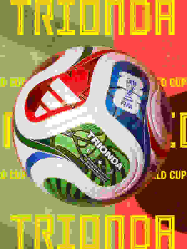 Visual composition featuring Trionda, the FIFA World Cup 26™ official match ball