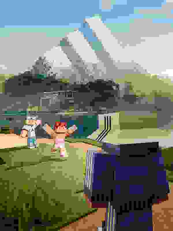 A Minecraft scene featuring adidas-themed elements.