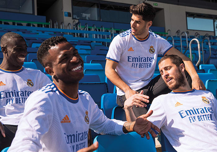 Male players in Real Madrid Home Jersey
