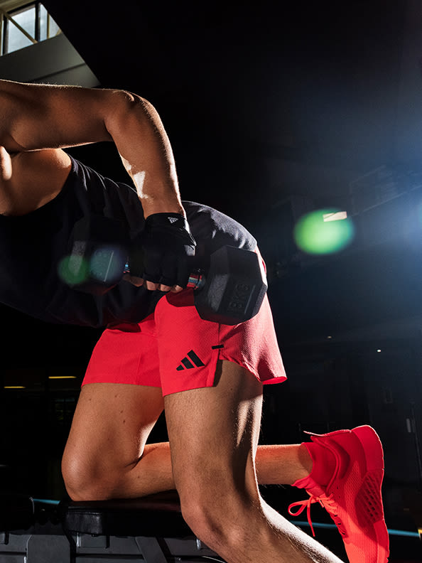 Male model working out in adidas training collection