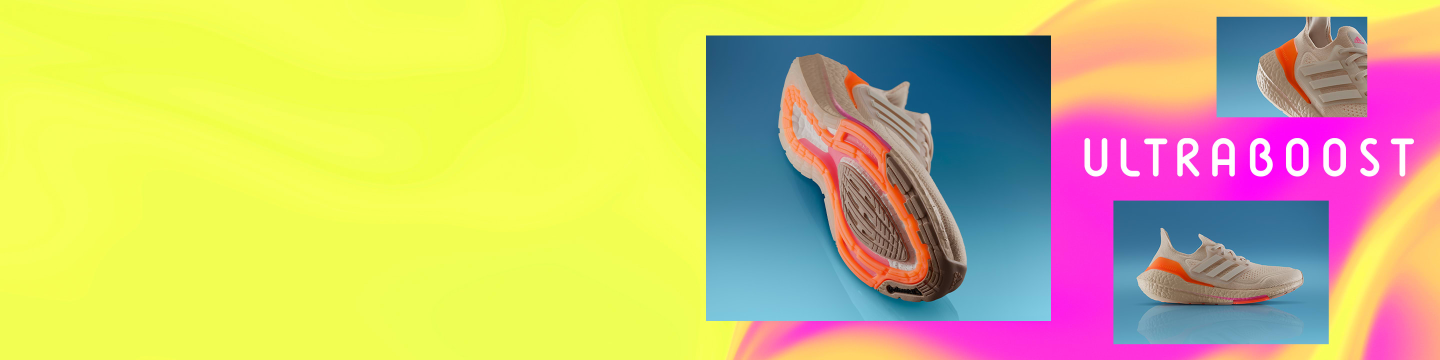 Tech elements that make up of the new Ultraboost 21 running shoe including the LEP and Boost sole.