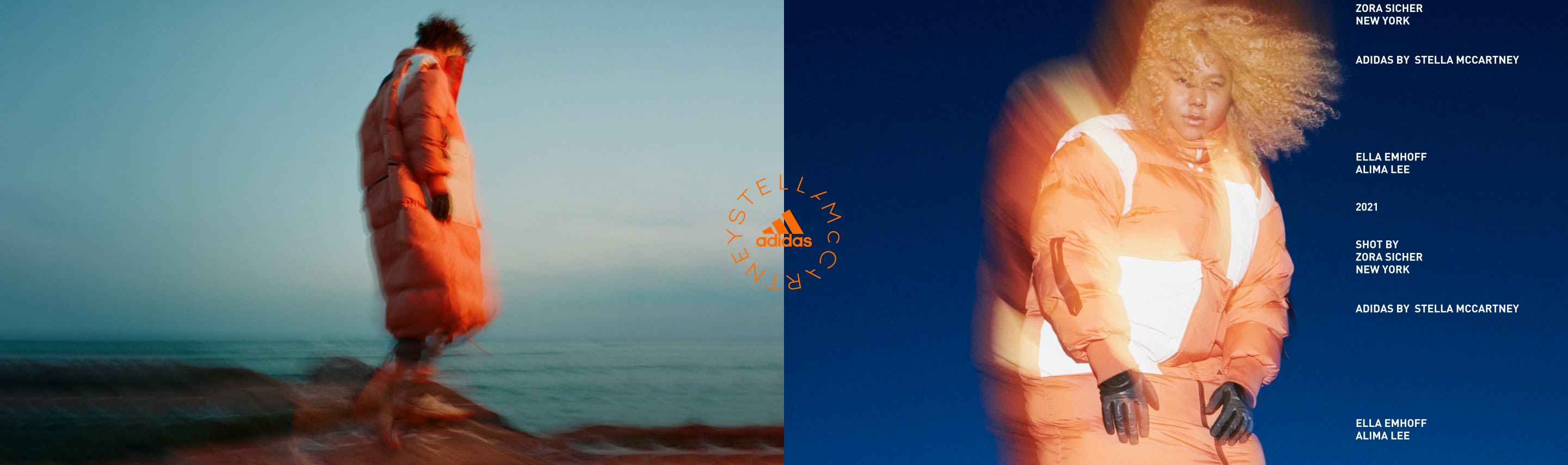Dual image of Ella Emhoff and Alima Lee wearing the EARTH EXPLORER collection