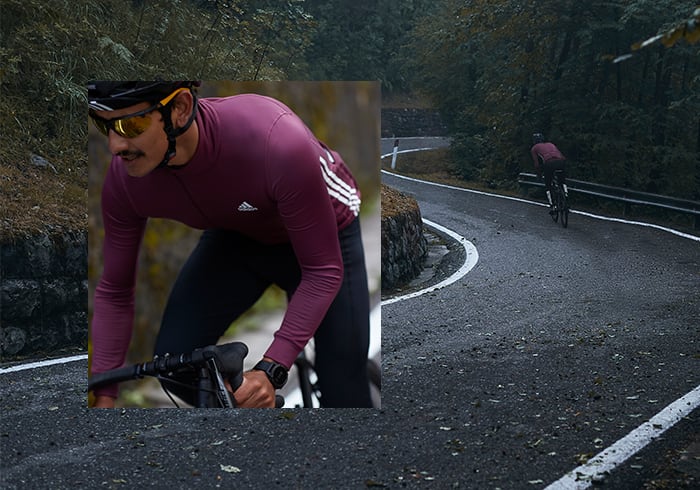Image of male cyclist in the new COLD.RDY adidas Cycling collection