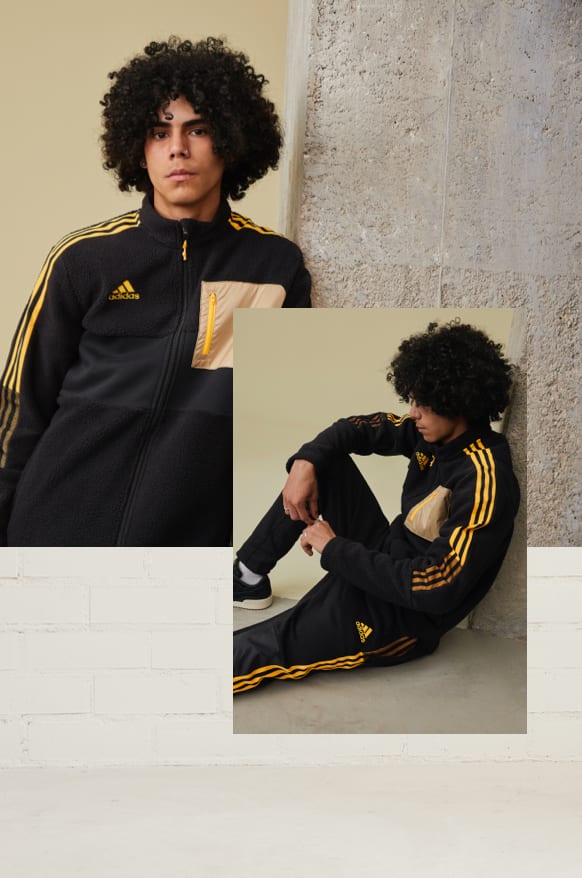 Mens lifestyle image showcasing the latest Winterized collection from adidas TIRO.