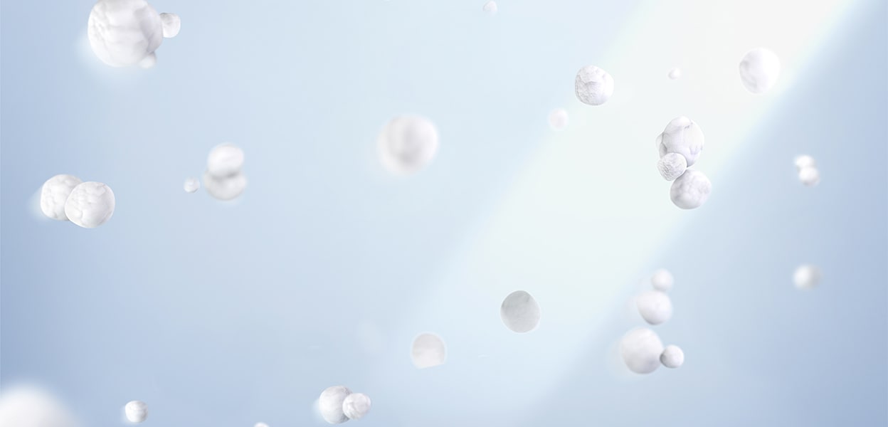 Image of quote surrounded by floating BOOST capsules on a light blue background.