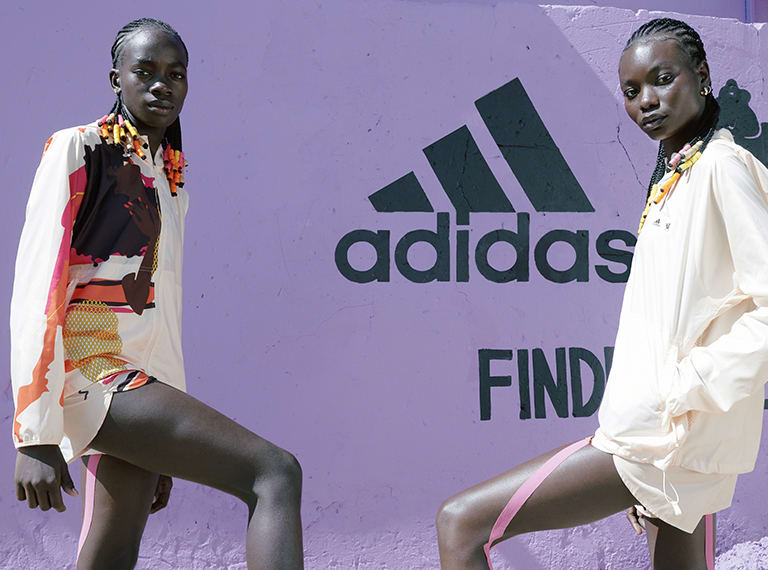 Model wears adidas THEBE MAGUGU collection
