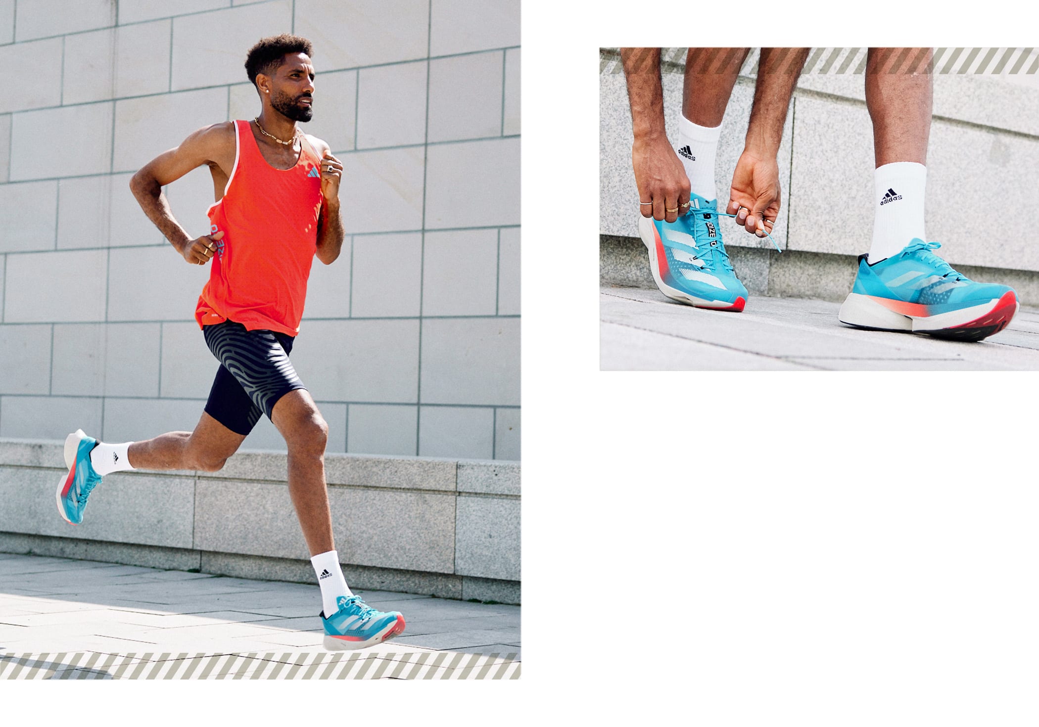 Image of a runner in action and an image of a shoe.