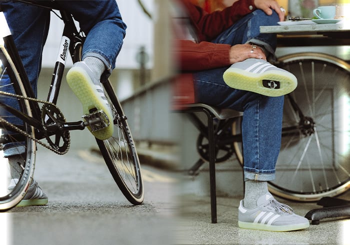 Cyclist wearing velosamba shoes