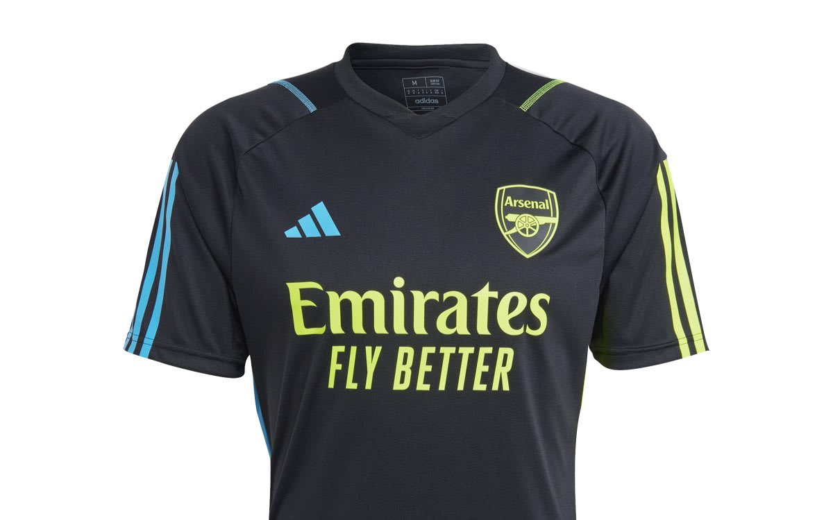 Thailand - July 2022 : Adidas present the new Arsenal team home jersey  season 2022-2023. Sport equipment object, close-up and selective focus.  Stock Photo