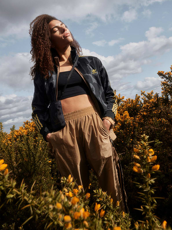 Collection of women wearing adidas marimekko