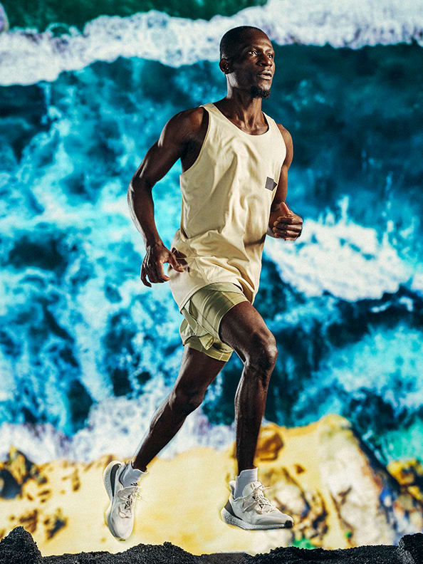 A male athlete in the new adidas x Parley running collection