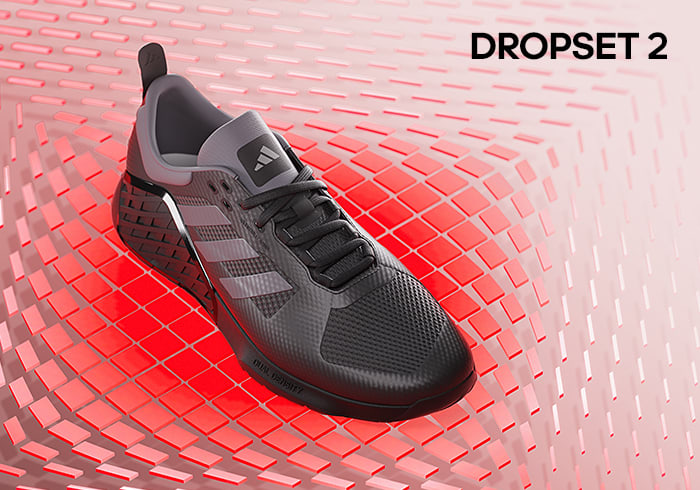 The image shows Dropset 2 black trainer at a three-quarter angle.