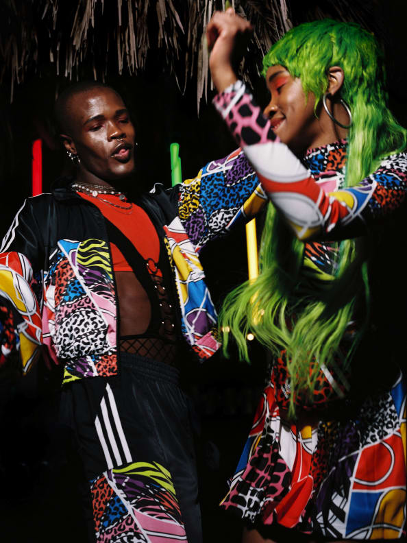 Model wears adidas RICH MNISI collection
